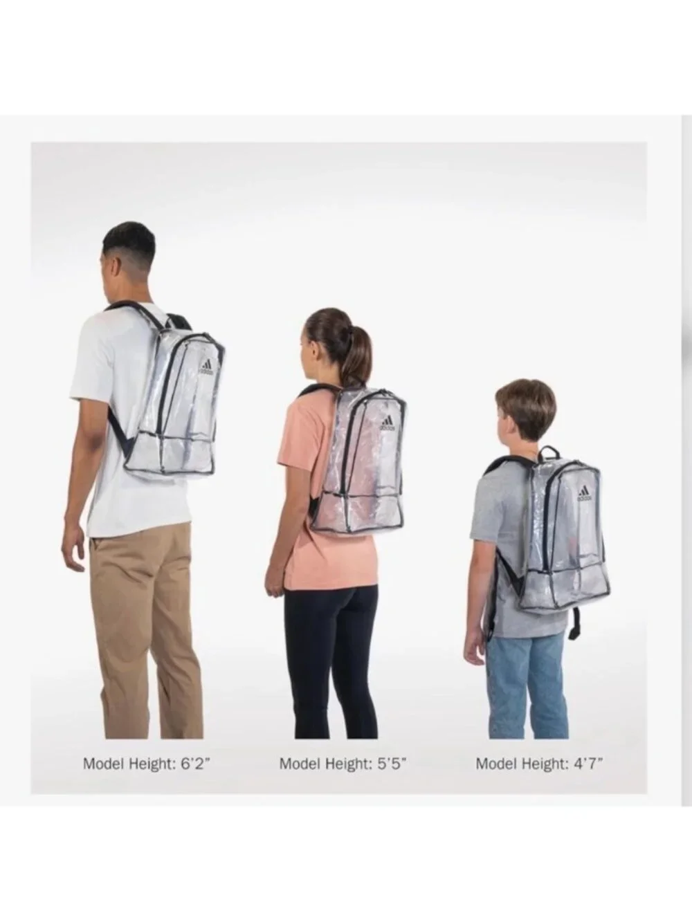 NWT Adidas Clear Backpack PVC Free Unisex  School Bag LP9850 5157378